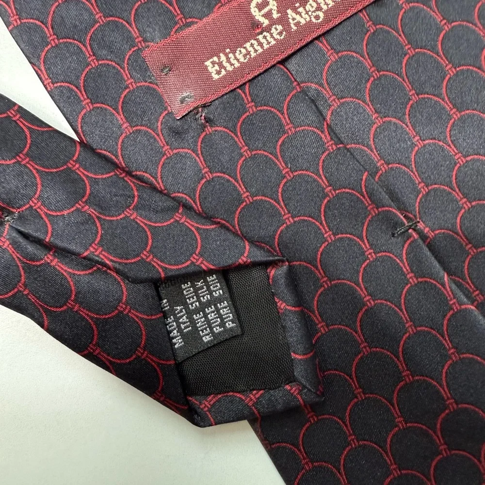 Etienne‎ Aigner Black and Red Patterned Tie